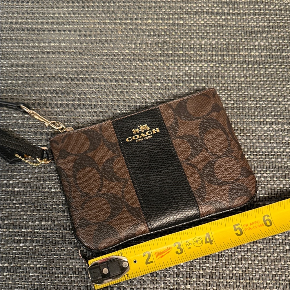 Coach Signature Brown and Black Wristlet